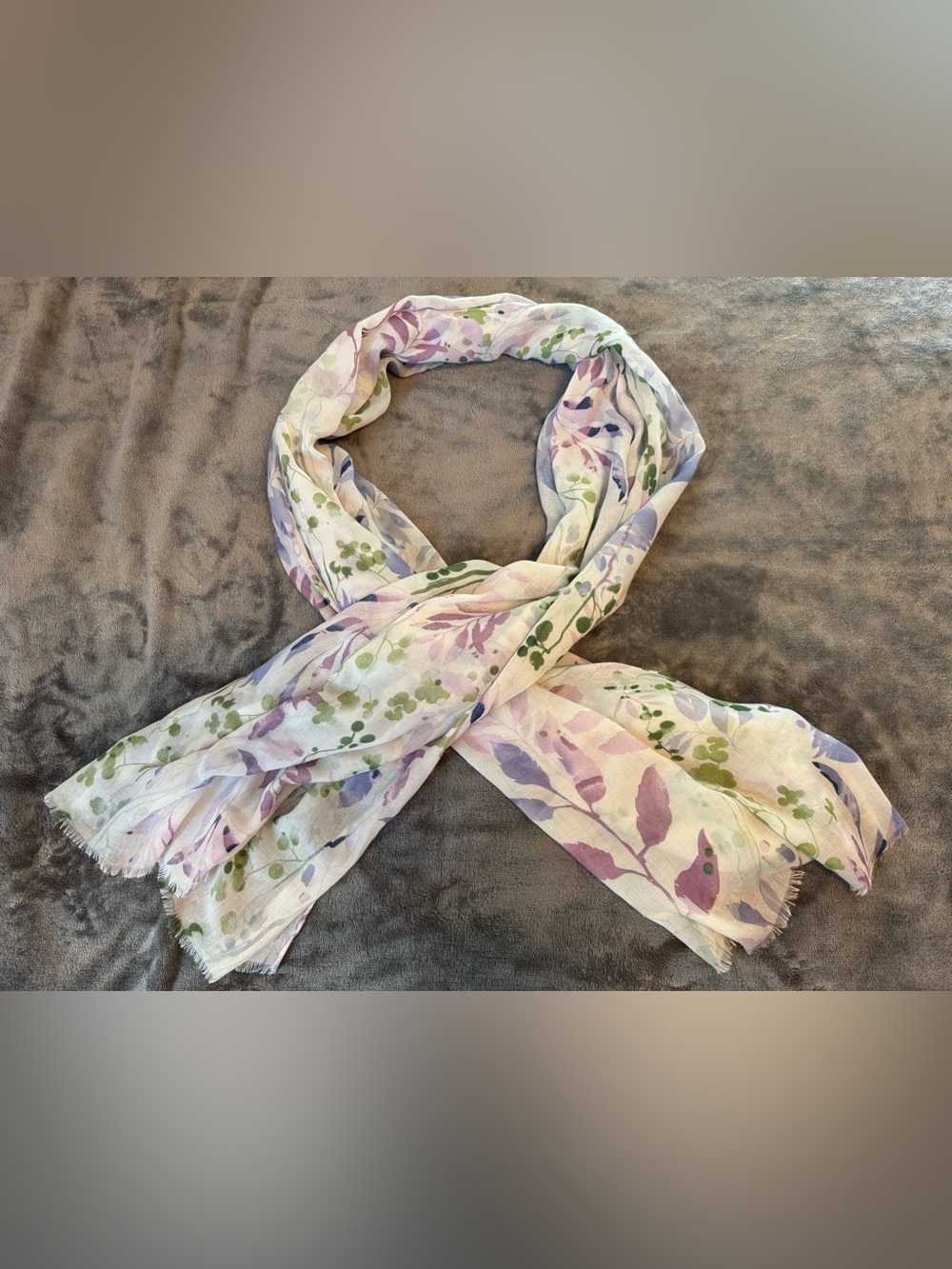 Floral Leaf Print Light Weight Scarf - Picture 3 of 6